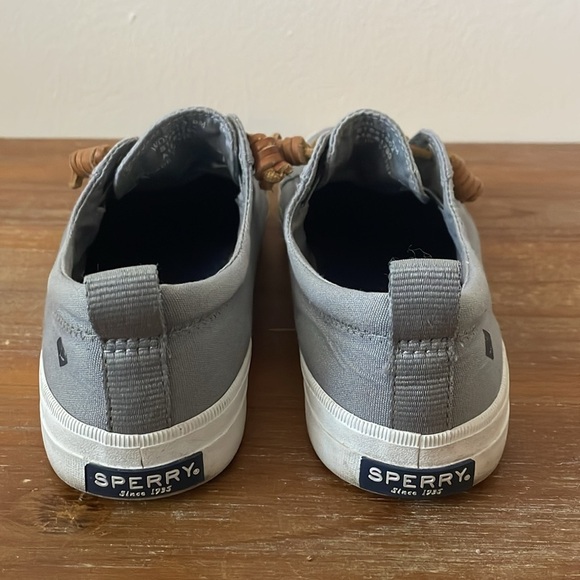 Sperry Women’s Size 6 Crest Vibe Canvas Ankle Boat Shoes Gray Preppy Coastal - Picture 2 of 9